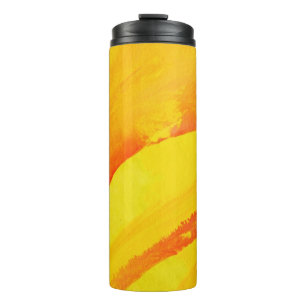 Termo fondo amarillo. acuarela en el papel