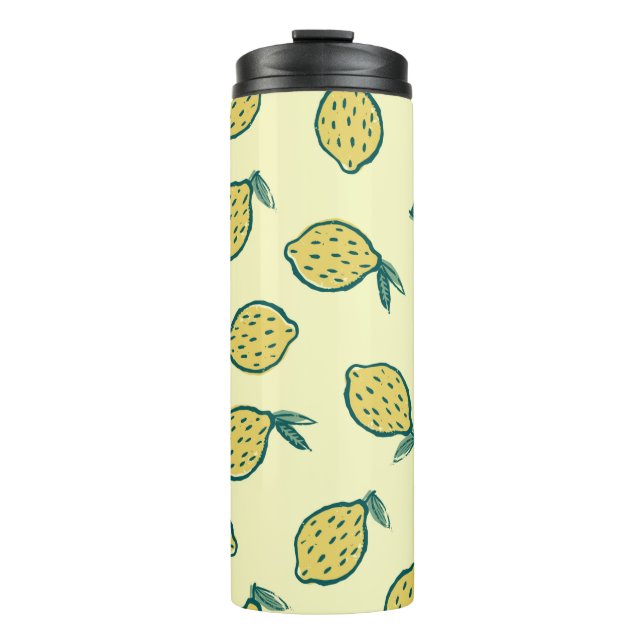 Termo Fondo amarillo con limones. Limón. fondo w (Anverso)