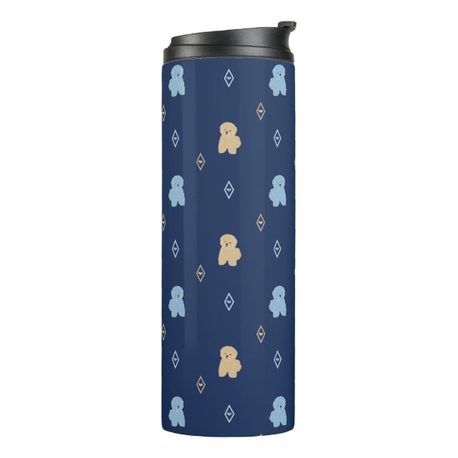 Termo Fondo azul del patrón de Dog Lhasa Apso (Rotado hacia la izquierda)