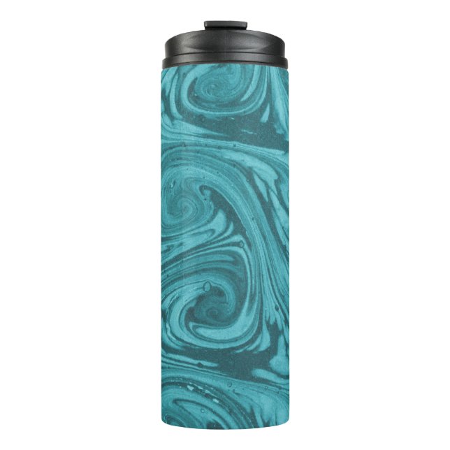 Termo Fondo con arcos y curvas en tonos turquesa,  (Anverso)