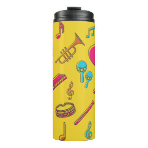 Termo Fondo de instrumentos musicales. notas musicales. 