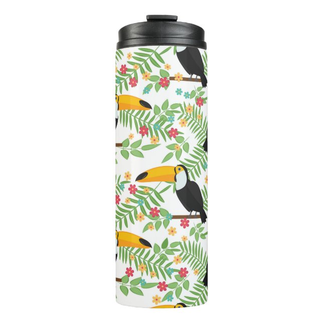 Termo Fondo de patrón sin costuras para aves tropicales. (Anverso)