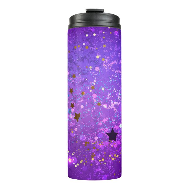 Termo Fondo de Relieve metalizado púrpura con estrellas (Anverso)