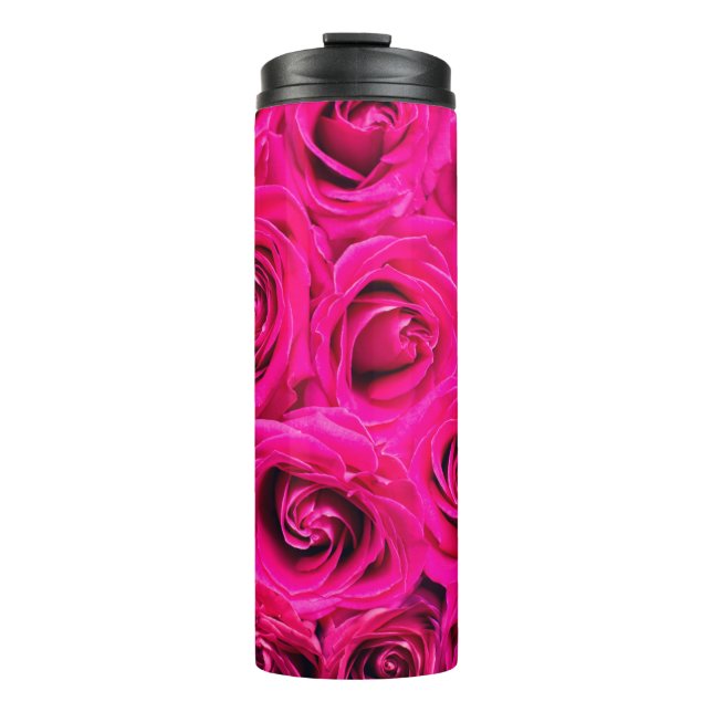 Termo Fondo de rosas de flores rosadas (Anverso)