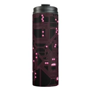 Termo fondo del circuito del microchip rosa, 3d,ab