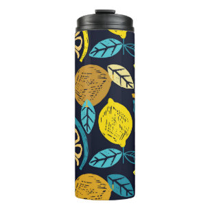 Termo Fondo del patrón de doodle de limón de cítricos