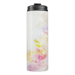 Termo fondo floral con las flores de la acuarela