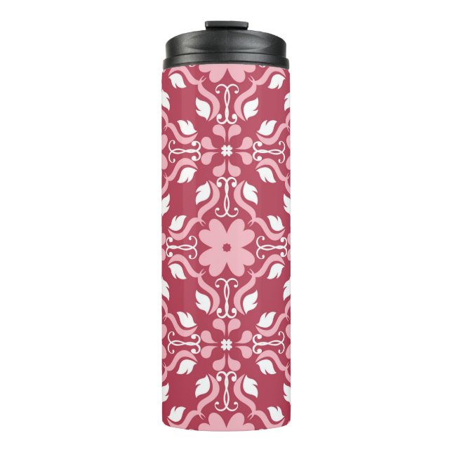 Termo Fondo floral rojo y beige. Sin inconvenientes de c (Anverso)