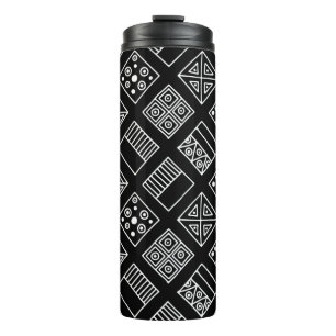 Termo Fondo geométrico en blanco y negro con mano d
