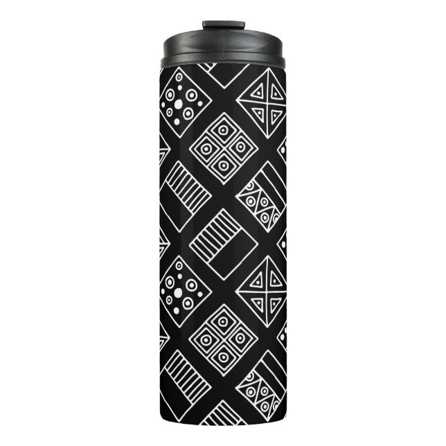 Termo Fondo geométrico en blanco y negro con mano d (Anverso)