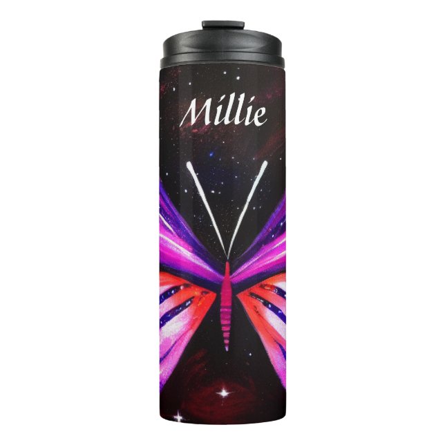 Termo Fondo negro de la mariposa celeste (Anverso)