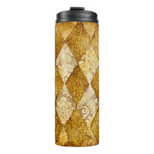 Termo fondo retro geométrico en colores dorados