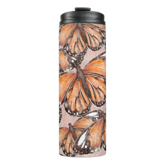 Termo Fondo rosa de las mariposas del Almirante Rojo