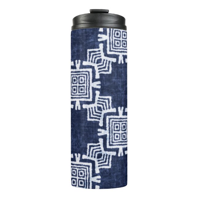 Termo Fondo texturizado a cuadros índigo retorcido. (Anverso)