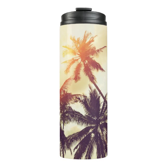 Termo Fondo tropical de playa con silueta de palmeras (Anverso)