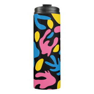 Termo forma abstracta orgánica color rosa azul negro
