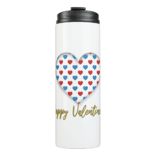 Termo Forma de corazón elegante rojo y azul