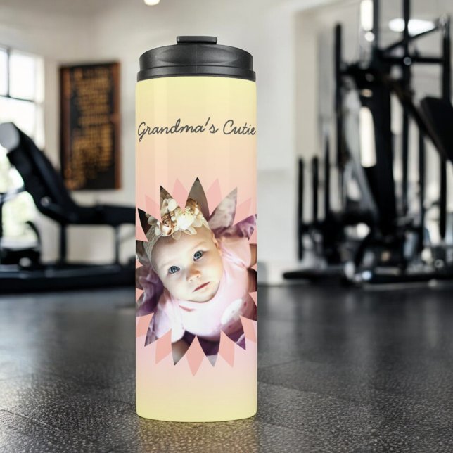 Termo Forma de flor personalizado Foto Pastel Ombre Fron (Custom photo tumbler)