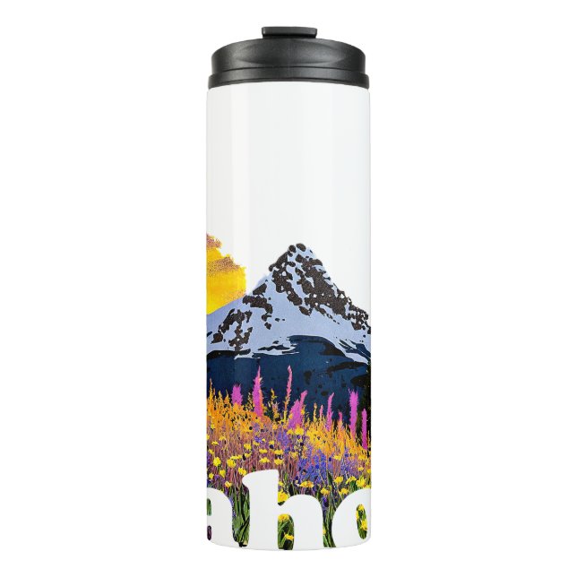 Termo Forma de Idaho con montaña y flores silvestres per (Anverso)