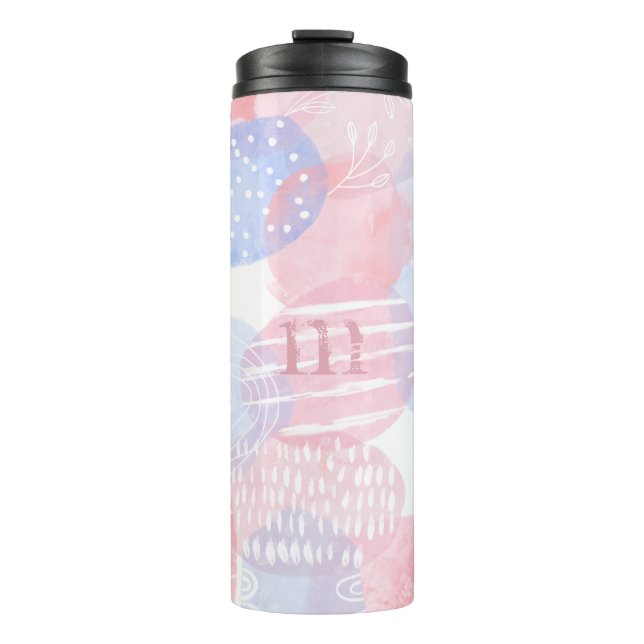 Termo Formas de acuarela de resumen azul y Rubor Delicad (Anverso)