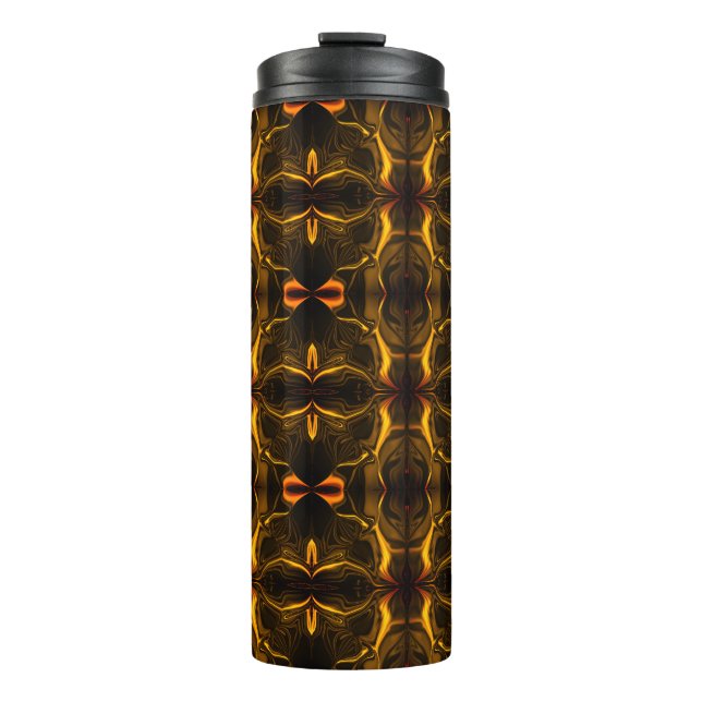 Termo Formas, 'trazos dorados flotan' sobre fondo oscuro (Anverso)