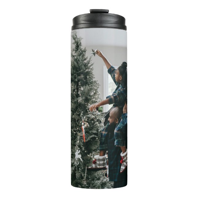 Termo Foto de Navidad familiar personalizada a dos caras (Anverso)