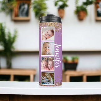 Termo Foto de purpurina púrpura Tumbler térmico