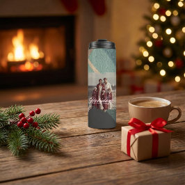 Termo Foto familiar personalizada de felices fiestas con