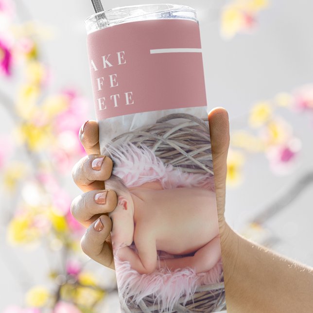 Termo Foto moderna de bebé | Rosa y blanco | Cita (Subido por el creador)