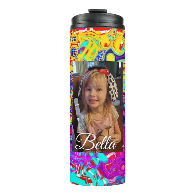 Termo Foto personalizada púrpura, azul, amarilla (Anverso)