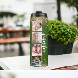 Termo Foto verde de moda purpurina nombre Thermal Tumble