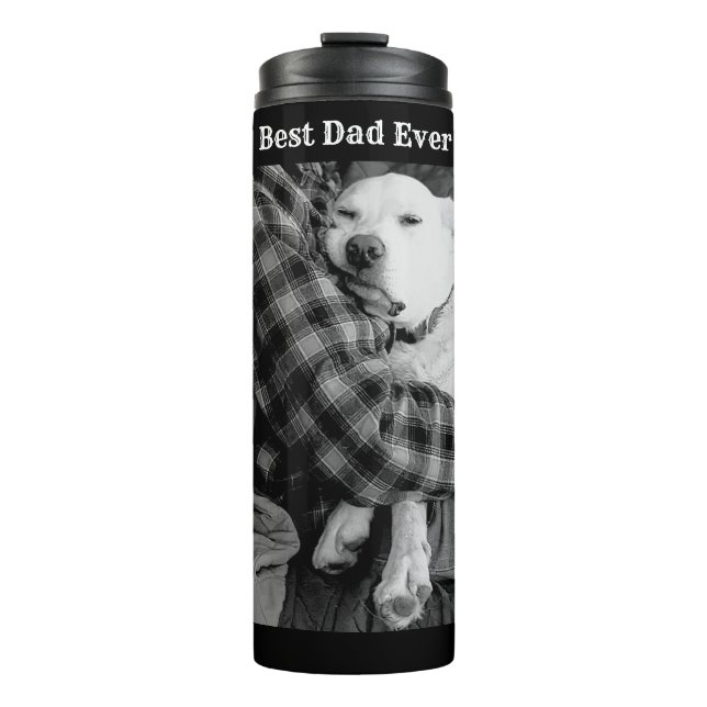 Termo Fotografía en blanco y negro de perro peleándose c (Anverso)