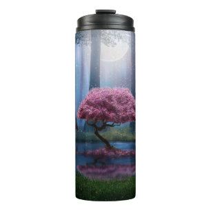 Termo Fotomanipulación del bosque de estanques rosados