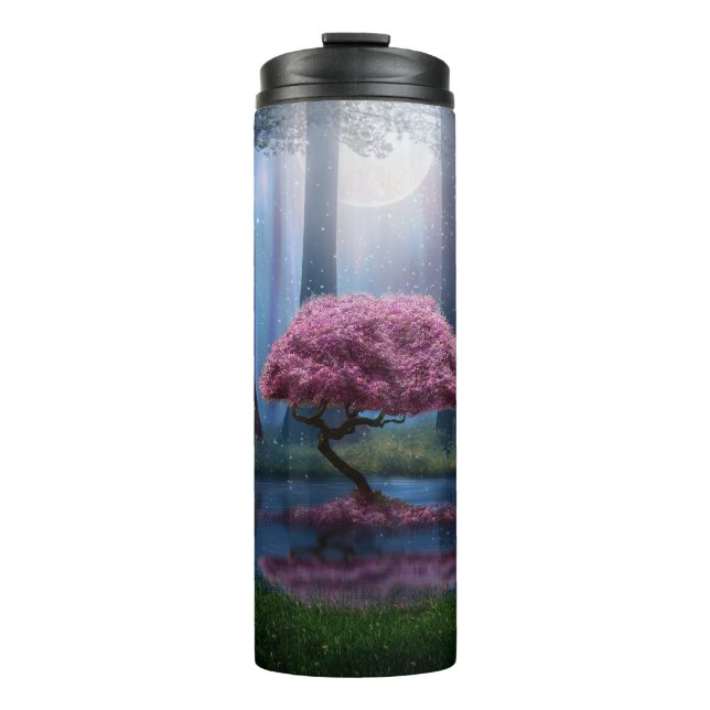 Termo Fotomanipulación del bosque de estanques rosados (Anverso)