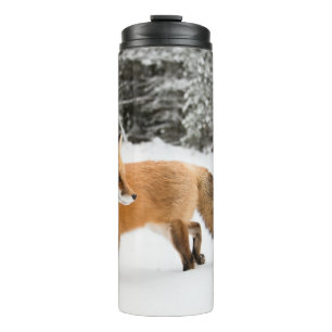 Termo Fox roja en nieve blanca