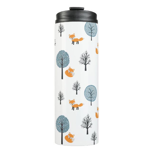 Termo Foxes Forestales: fondo blanco vintage (Anverso)