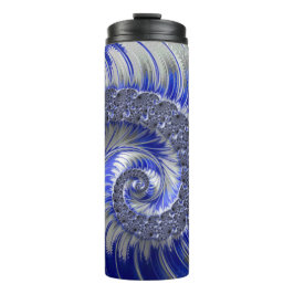 Termo Fractal de espiral blanca gris azul moderno