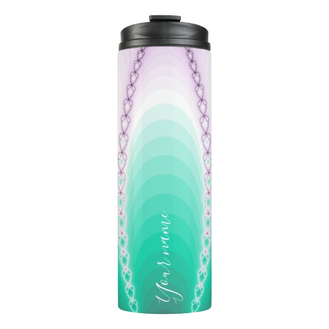 Termo Fractal de gradiente verde púrpura personalizado (Anverso)