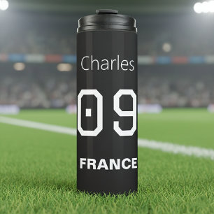 Termo Francia Fútbol Nombre Número Personalizado Blanco