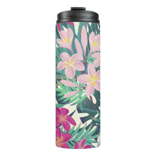 Termo Frangipani Tropical: Vintage rosa-blanco.