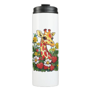 Termo Fresas de jirafa y flores café gráfico Gira