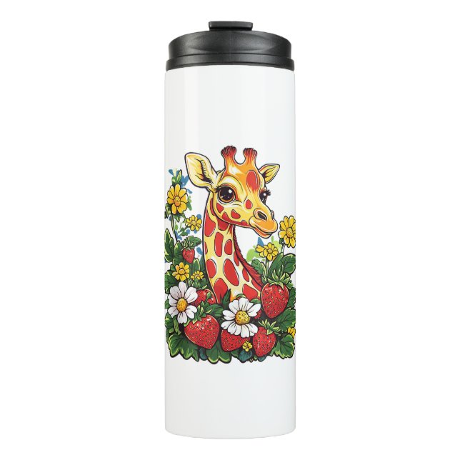 Termo Fresas de jirafa y flores café gráfico Gira (Anverso)