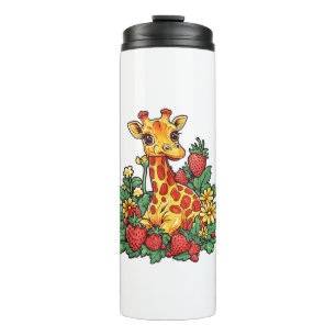 Termo Fresas de jirafa y flores café gráfico Gira