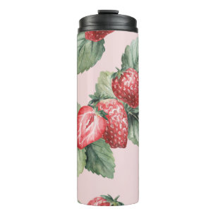 Termo Fresas maduras para el verano: rosa acuarela