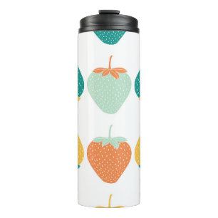 Termo Fresas Multicolor: Patrón de fruta de época.