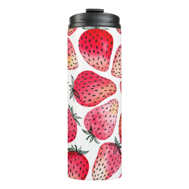 Termo Fresas pintadas con acuarela y marea negra (Anverso)