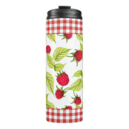 Termo Fresas sobre Gingham Rojo