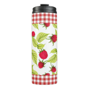 Termo Fresas sobre Gingham Rojo