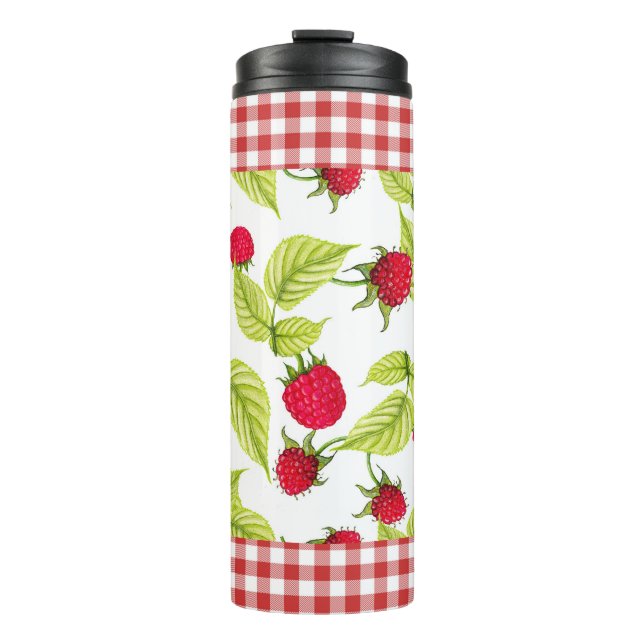 Termo Fresas sobre Gingham Rojo (Anverso)