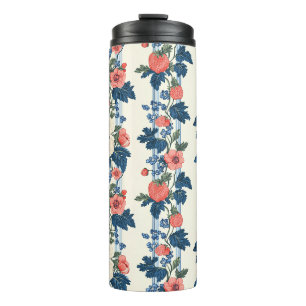 Termo Fresas y hojas azules vintage patrón floral